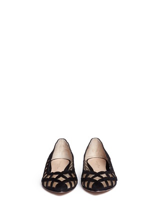 Figure View - Click To Enlarge - GIANVITO ROSSI - Cutout suede mesh flats