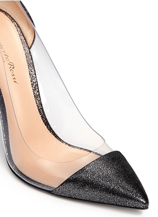 Detail View - Click To Enlarge - GIANVITO ROSSI - Clear PVC metallic foil suede pumps