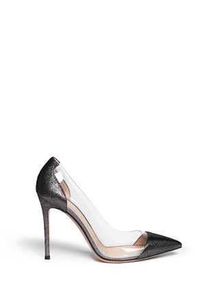 Main View - Click To Enlarge - GIANVITO ROSSI - Clear PVC metallic foil suede pumps