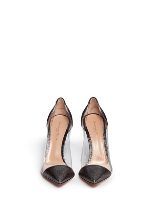 Figure View - Click To Enlarge - GIANVITO ROSSI - Clear PVC metallic foil suede pumps