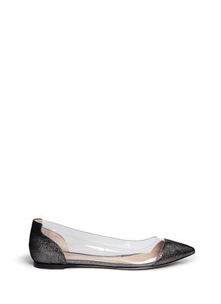 Main View - Click To Enlarge - GIANVITO ROSSI - Clear PVC metallic foil suede flats