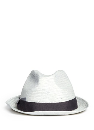 Main View - Click To Enlarge - ARMANI COLLEZIONI - Short rim ribbon panama hat