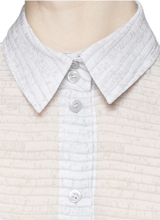 Detail View - Click To Enlarge - ARMANI COLLEZIONI - Wood grain stripe print silk chiffon shirt