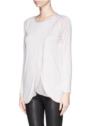 Front View - Click To Enlarge - ARMANI COLLEZIONI - Silk chiffon underlay jersey knit cardigan