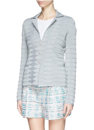 Front View - Click To Enlarge - ARMANI COLLEZIONI - Diamond cloqué knit jacket