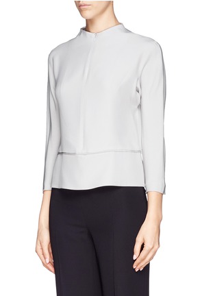 Front View - Click To Enlarge - ARMANI COLLEZIONI - Funnelneck cady top