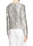 Back View - Click To Enlarge - ARMANI COLLEZIONI - Collarless checker leather jacket