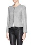 Front View - Click To Enlarge - ARMANI COLLEZIONI - Fray edge tweed jacket 