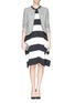 Figure View - Click To Enlarge - ARMANI COLLEZIONI - Fray edge tweed jacket 