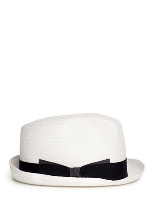 Figure View - Click To Enlarge - ARMANI COLLEZIONI - Short rim ribbon panama hat