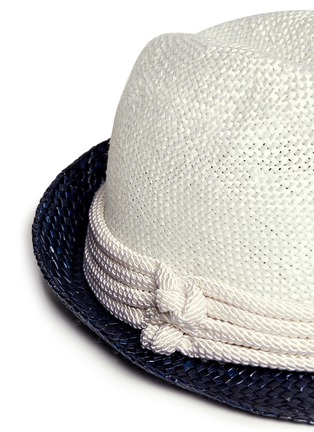 Detail View - Click To Enlarge - ARMANI COLLEZIONI - Short rim rope trim panama hat
