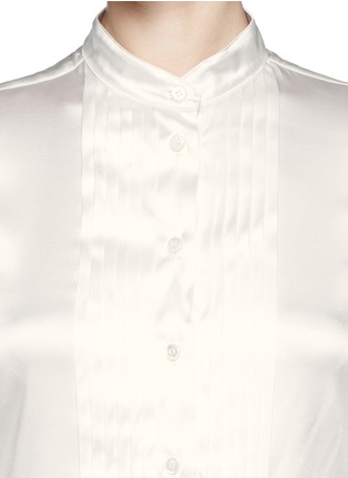 Detail View - Click To Enlarge - ARMANI COLLEZIONI - Pleat bib charmeuse blouse