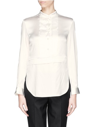 Main View - Click To Enlarge - ARMANI COLLEZIONI - Pleat bib charmeuse blouse