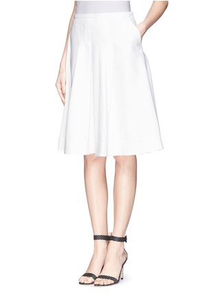 Front View - Click To Enlarge - ARMANI COLLEZIONI - Ribbed hem flare skirt