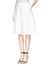 Front View - Click To Enlarge - ARMANI COLLEZIONI - Ribbed hem flare skirt