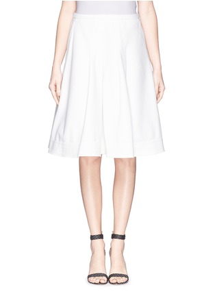 Main View - Click To Enlarge - ARMANI COLLEZIONI - Ribbed hem flare skirt