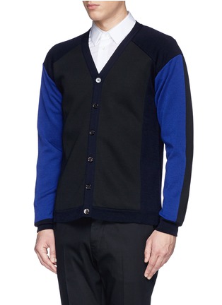 Front View - Click To Enlarge - MARNI - Colourblock virgin wool blend cardigan