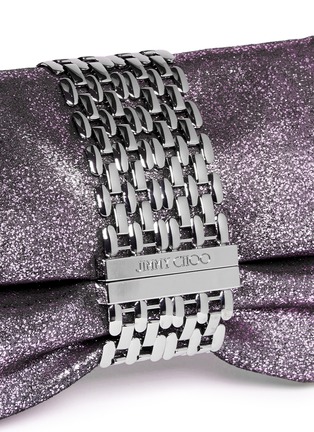 Detail View - Click To Enlarge - JIMMY CHOO - 'Chandra' chain clasp glitter nappa leather clutch