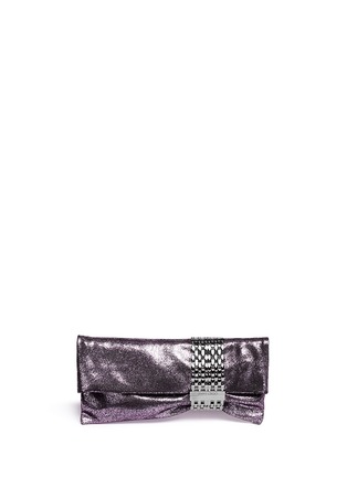 Main View - Click To Enlarge - JIMMY CHOO - 'Chandra' chain clasp glitter nappa leather clutch