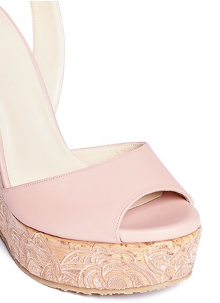 Detail View - Click To Enlarge - JIMMY CHOO - 'Patara' cork wedge leather sandals