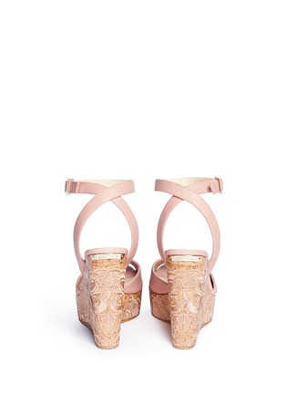 Back View - Click To Enlarge - JIMMY CHOO - 'Patara' cork wedge leather sandals