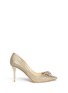 Main View - Click To Enlarge - JIMMY CHOO - 'Mamey' crystal toe brooch lamé glitter pumps