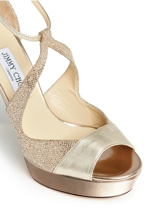 Detail View - Click To Enlarge - JIMMY CHOO - 'Victor' glitter lamé mirror leather sandals