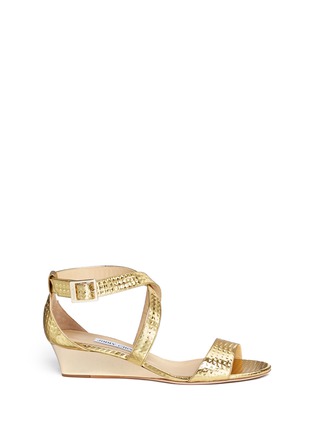 Main View - Click To Enlarge - JIMMY CHOO - 'Chiara' cubed mirror leather sandals