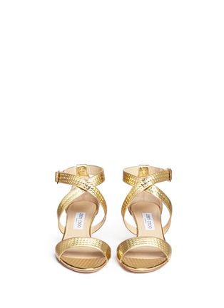 Figure View - Click To Enlarge - JIMMY CHOO - 'Chiara' cubed mirror leather sandals