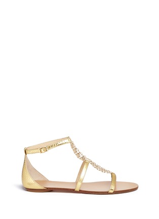 Main View - Click To Enlarge - JIMMY CHOO - 'Wyatt' disc chain cubed mirror leather sandals