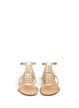 Figure View - Click To Enlarge - JIMMY CHOO - 'Wyatt' disc chain cubed mirror leather sandals