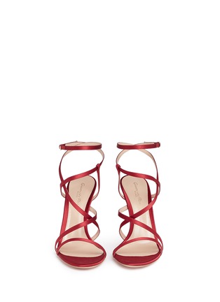 Front View - Click To Enlarge - GIANVITO ROSSI - 'Twist' screw heel strappy satin sandals