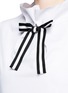 Detail View - Click To Enlarge - HELEN LEE - Stripe ribbon tie neck cotton blouse