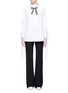 Main View - Click To Enlarge - HELEN LEE - Stripe ribbon tie neck cotton blouse