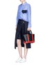 Front View - Click To Enlarge - SACAI - Two-way colourblock leather tote