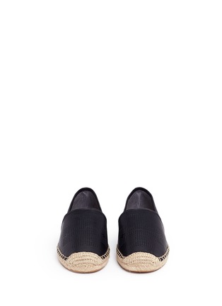 Front View - Click To Enlarge - TORY BURCH - Perforated logo leather espadrilles