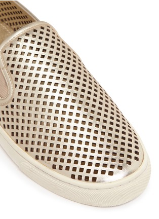 Detail View - Click To Enlarge - TORY BURCH - 'Jesse' perforated metallic leather slip-ons
