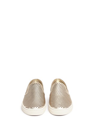 Front View - Click To Enlarge - TORY BURCH - 'Jesse' perforated metallic leather slip-ons