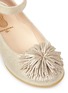 Detail View - Click To Enlarge - AQUAZZURA - 'Sunshine Baby' pompom metallic suede toddler flats