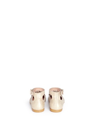 Back View - Click To Enlarge - AQUAZZURA - 'Sunshine Baby' pompom metallic suede toddler flats