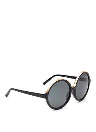 Figure View - Click To Enlarge - 10677 - Oversized metal brow acetate round sunglasses