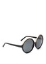 Figure View - Click To Enlarge - 10677 - Oversized metal brow acetate round sunglasses