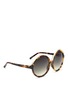 Figure View - Click To Enlarge - 10677 - Oversized tortoiseshell round gradient sunglasses