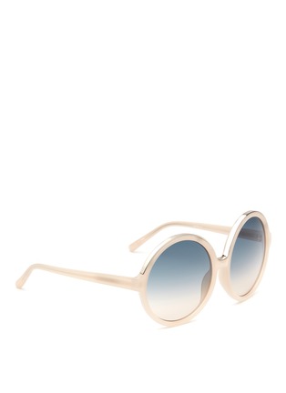 Figure View - Click To Enlarge - 10677 - Oversized metal brow round gradient sunglasses