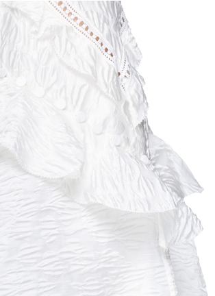 Detail View - Click To Enlarge - SELF-PORTRAIT - Frill trim textured floral jacquard mini dress