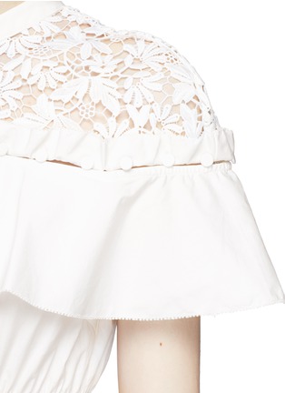 Detail View - Click To Enlarge - SELF-PORTRAIT - 'Hudson' lace yoke frill trim poplin dress