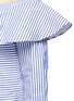 Detail View - Click To Enlarge - SELF-PORTRAIT - Asymmetric frill stripe one-shoulder shirt