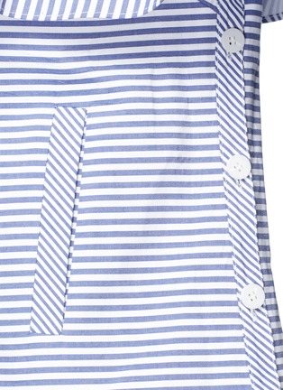 Detail View - Click To Enlarge - SELF-PORTRAIT - Asymmetric frill stripe one-shoulder shirt