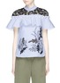 Main View - Click To Enlarge - SELF-PORTRAIT - Floral embroidered frill lace yoke stripe shirt