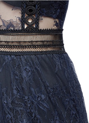Detail View - Click To Enlarge - SELF-PORTRAIT - Frill shoulder floral lace midi dress